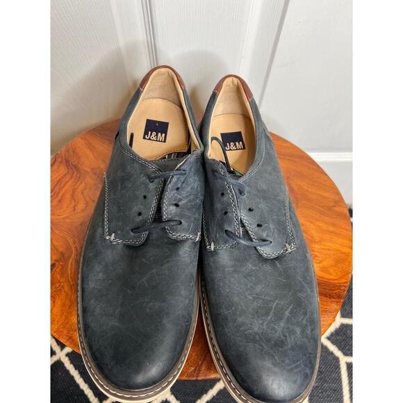 Johnston Murphy Dark Navy Blue Leather Oxford Lace Up Shoes Men Size 9M - Picture 2 of 12